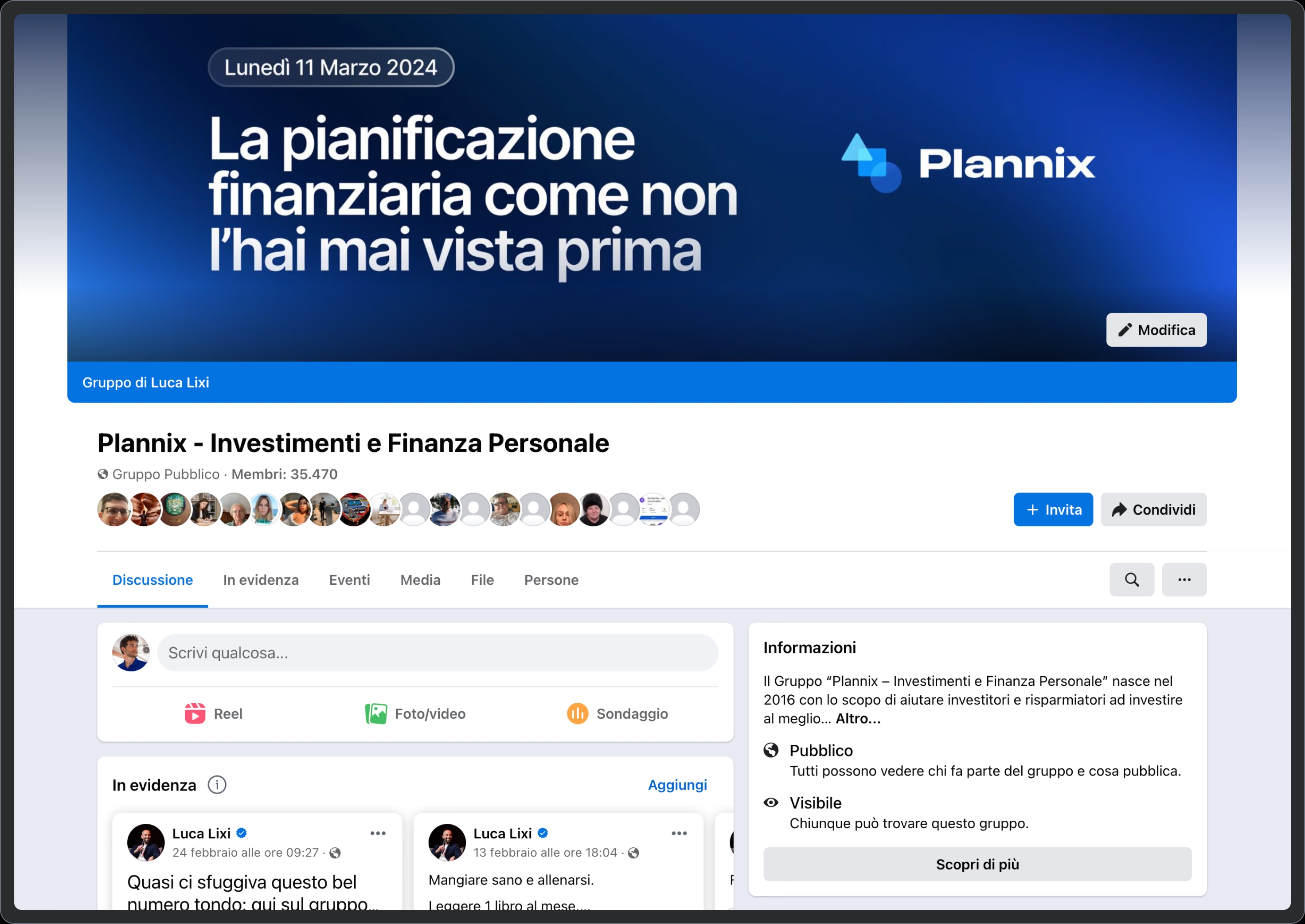 Immagine Diventa parte della community Plannix: iscriviti al nostro gruppo